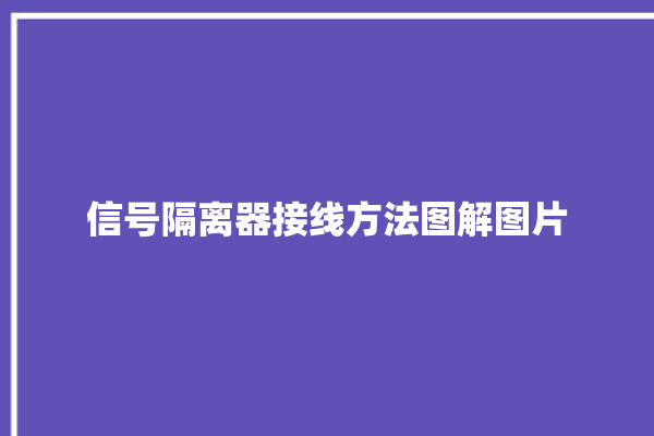 信号隔离器接线方法图解图片