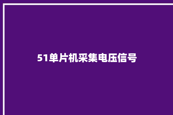 51单片机采集电压信号