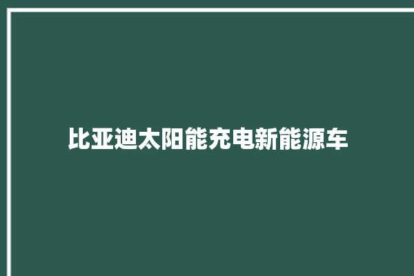 比亚迪太阳能充电新能源车