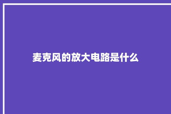 麦克风的放大电路是什么