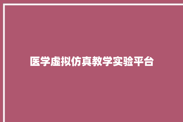 医学虚拟仿真教学实验平台