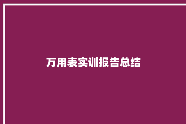 万用表实训报告总结