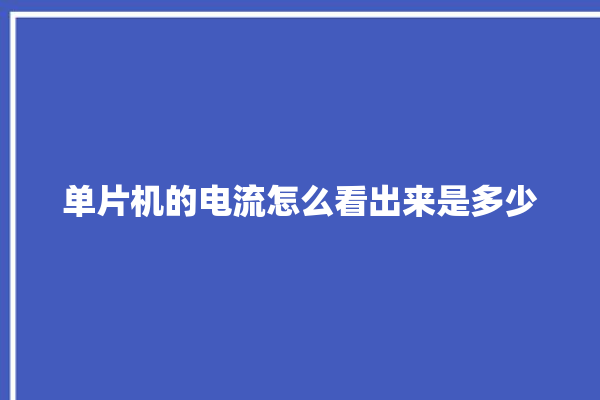 单片机的电流怎么看出来是多少