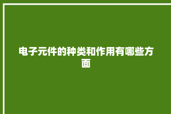 电子元件的种类和作用有哪些方面