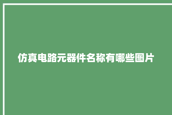 仿真电路元器件名称有哪些图片