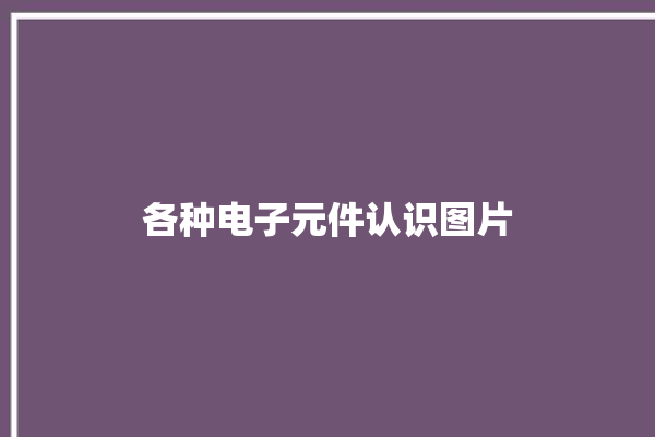 各种电子元件认识图片