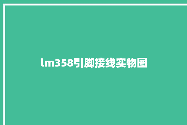 lm358引脚接线实物图