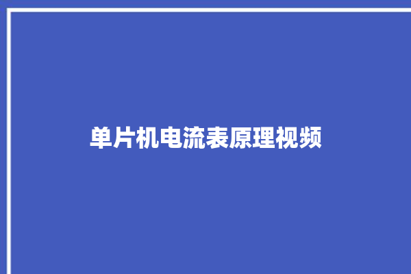 单片机电流表原理视频