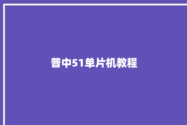 普中51单片机教程