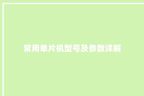 常用单片机型号及参数详解