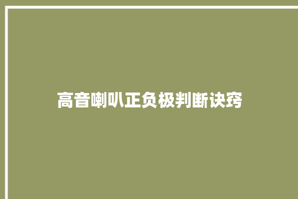 高音喇叭正负极判断诀窍