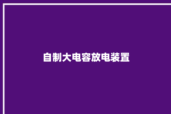 自制大电容放电装置