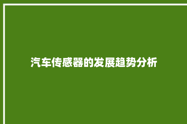 汽车传感器的发展趋势分析