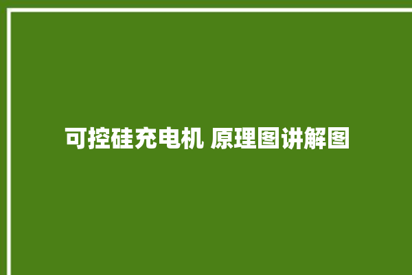 可控硅充电机 原理图讲解图