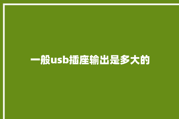 一般usb插座输出是多大的