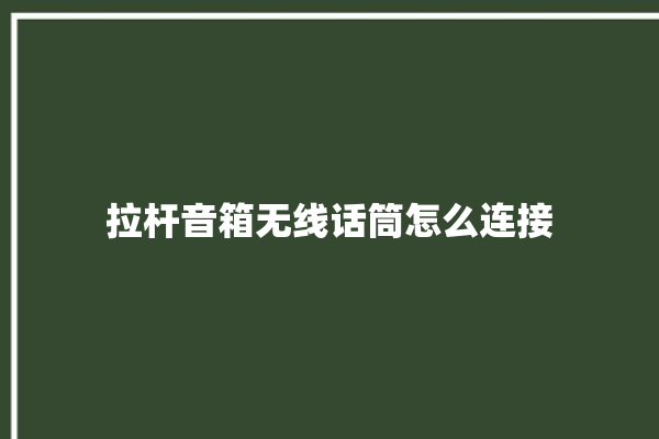 拉杆音箱无线话筒怎么连接