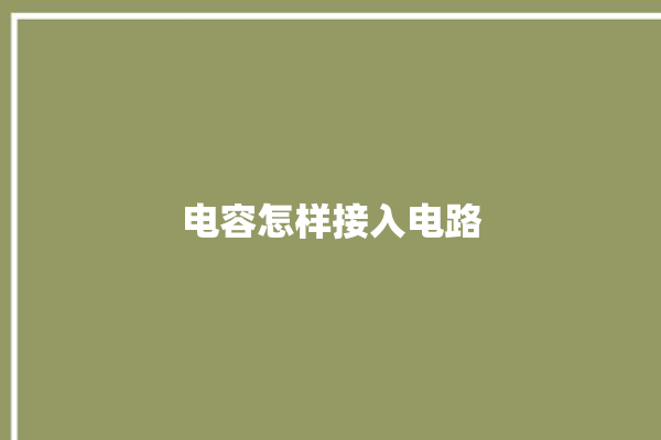 电容怎样接入电路