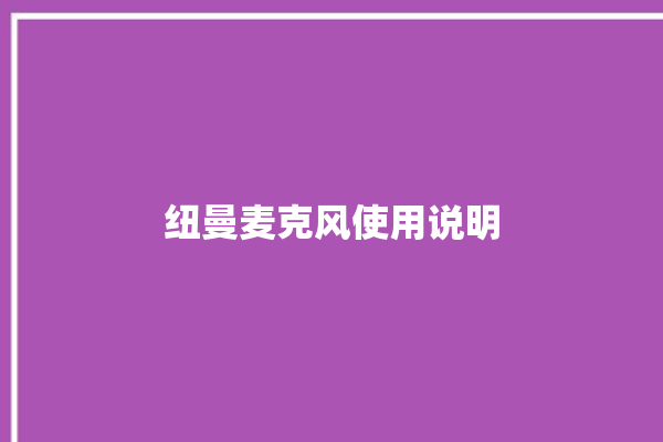 纽曼麦克风使用说明