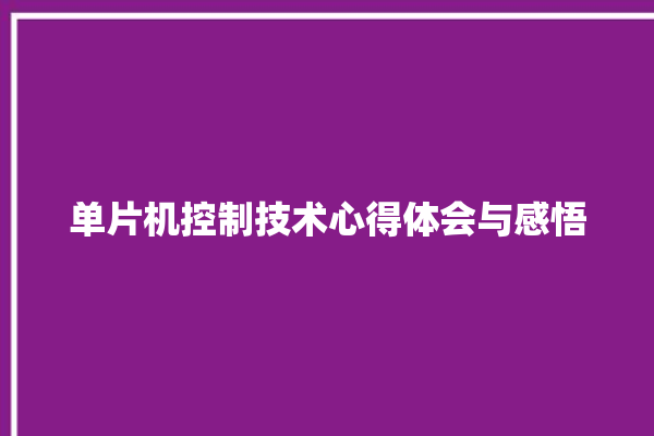 单片机控制技术心得体会与感悟