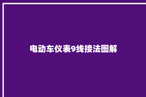 电动车仪表9线接法图解