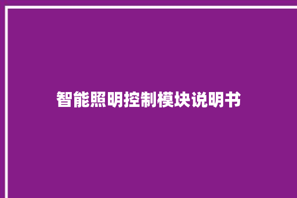 智能照明控制模块说明书