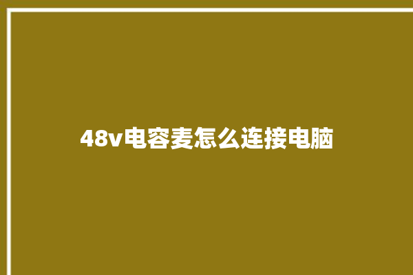 48v电容麦怎么连接电脑