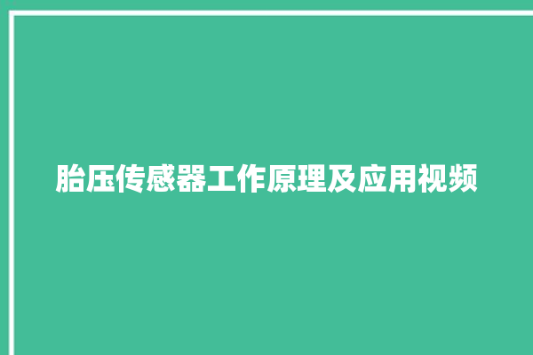 胎压传感器工作原理及应用视频