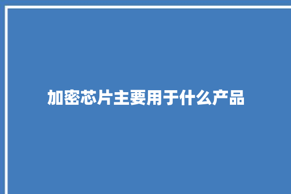 加密芯片主要用于什么产品