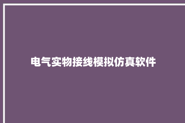 电气实物接线模拟仿真软件