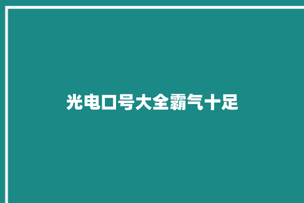 光电口号大全霸气十足