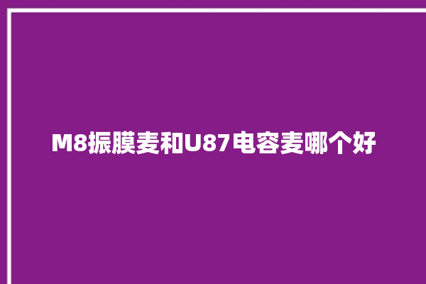 M8振膜麦和U87电容麦哪个好