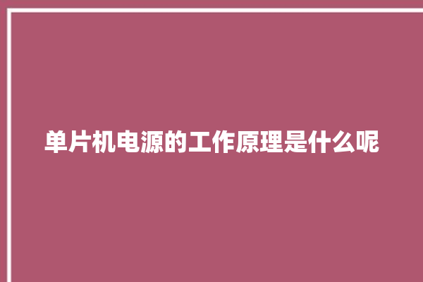 单片机电源的工作原理是什么呢