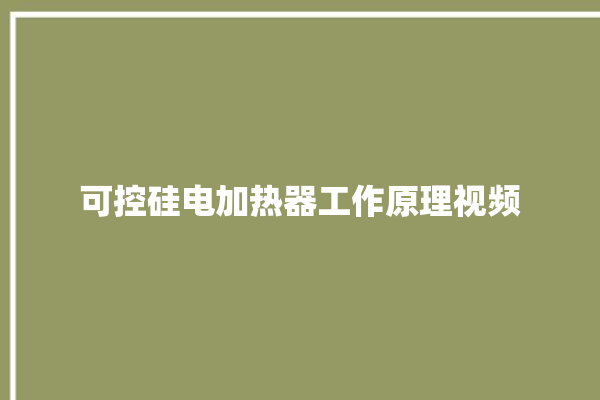 可控硅电加热器工作原理视频