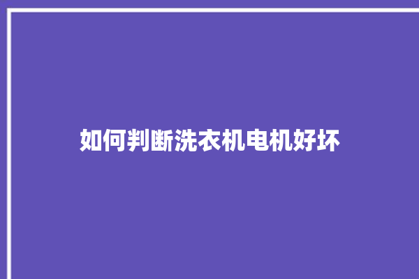 如何判断洗衣机电机好坏