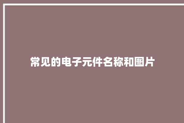 常见的电子元件名称和图片