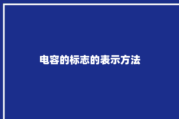 电容的标志的表示方法