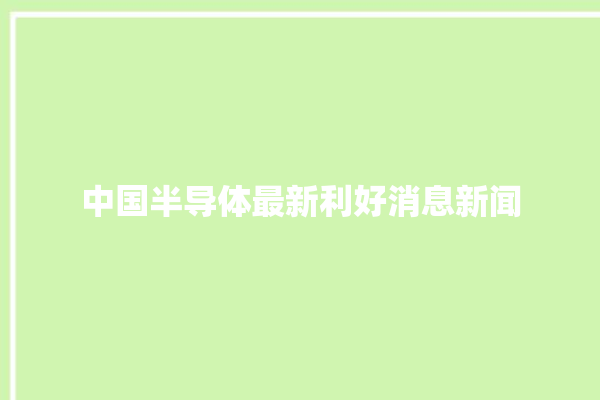 中国半导体最新利好消息新闻