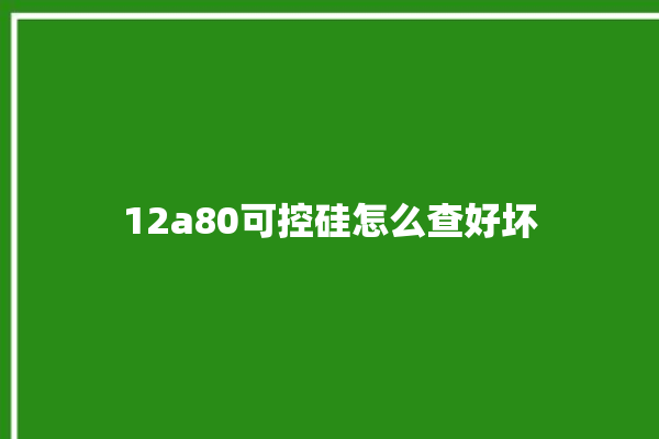 12a80可控硅怎么查好坏