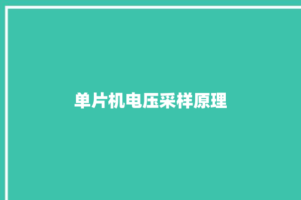 单片机电压采样原理