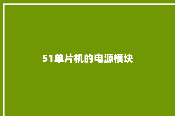 51单片机的电源模块