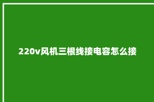 220v风机三根线接电容怎么接