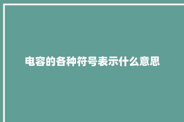 电容的各种符号表示什么意思