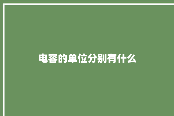 电容的单位分别有什么