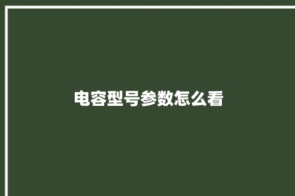 电容型号参数怎么看