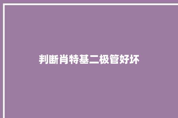 判断肖特基二极管好坏