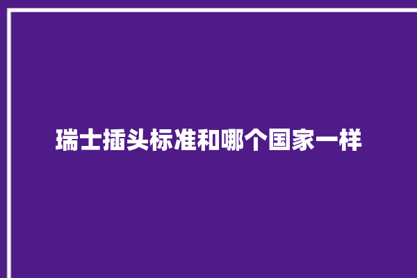 瑞士插头标准和哪个国家一样