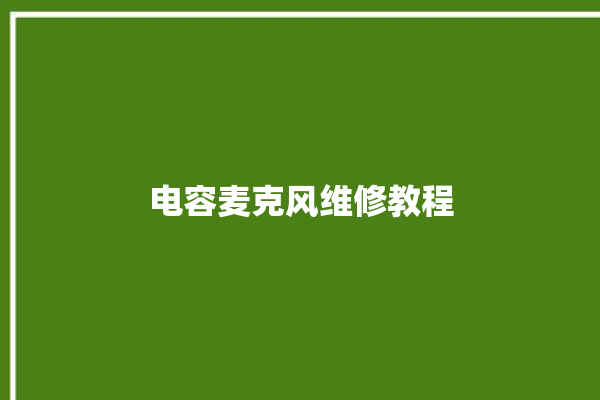 电容麦克风维修教程