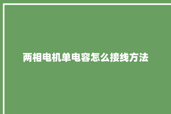 两相电机单电容怎么接线方法