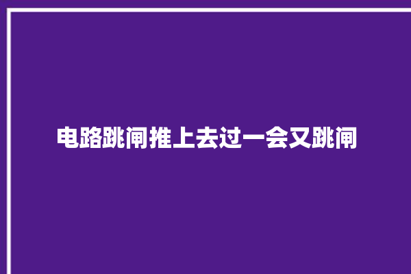 电路跳闸推上去过一会又跳闸