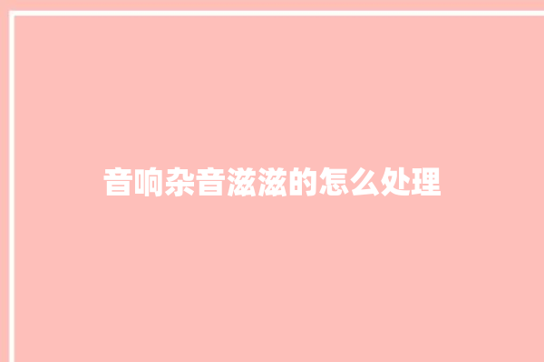 音响杂音滋滋的怎么处理